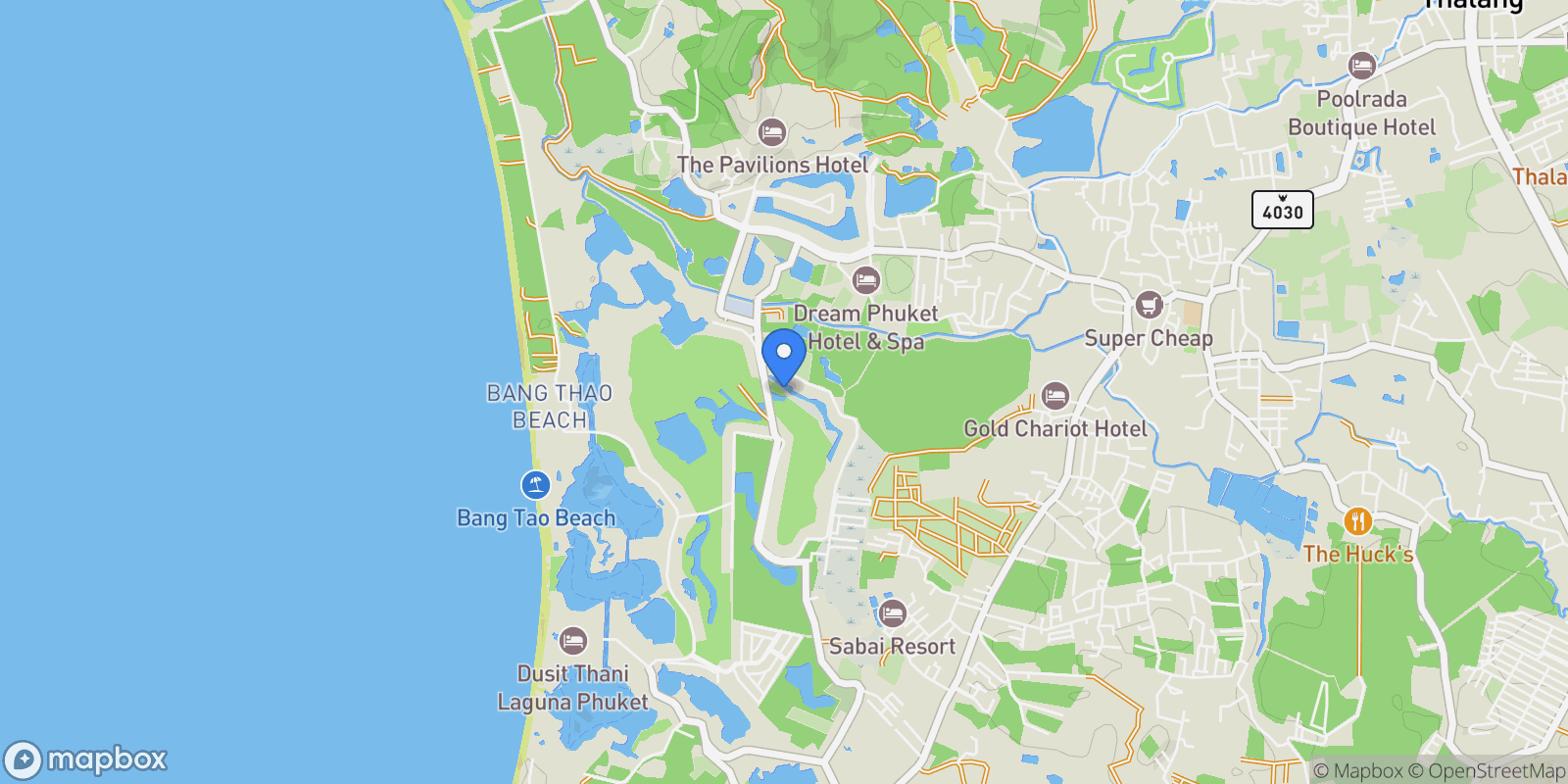 Map showing Phuket,, Choeng Thale, Phuket, Thailand.