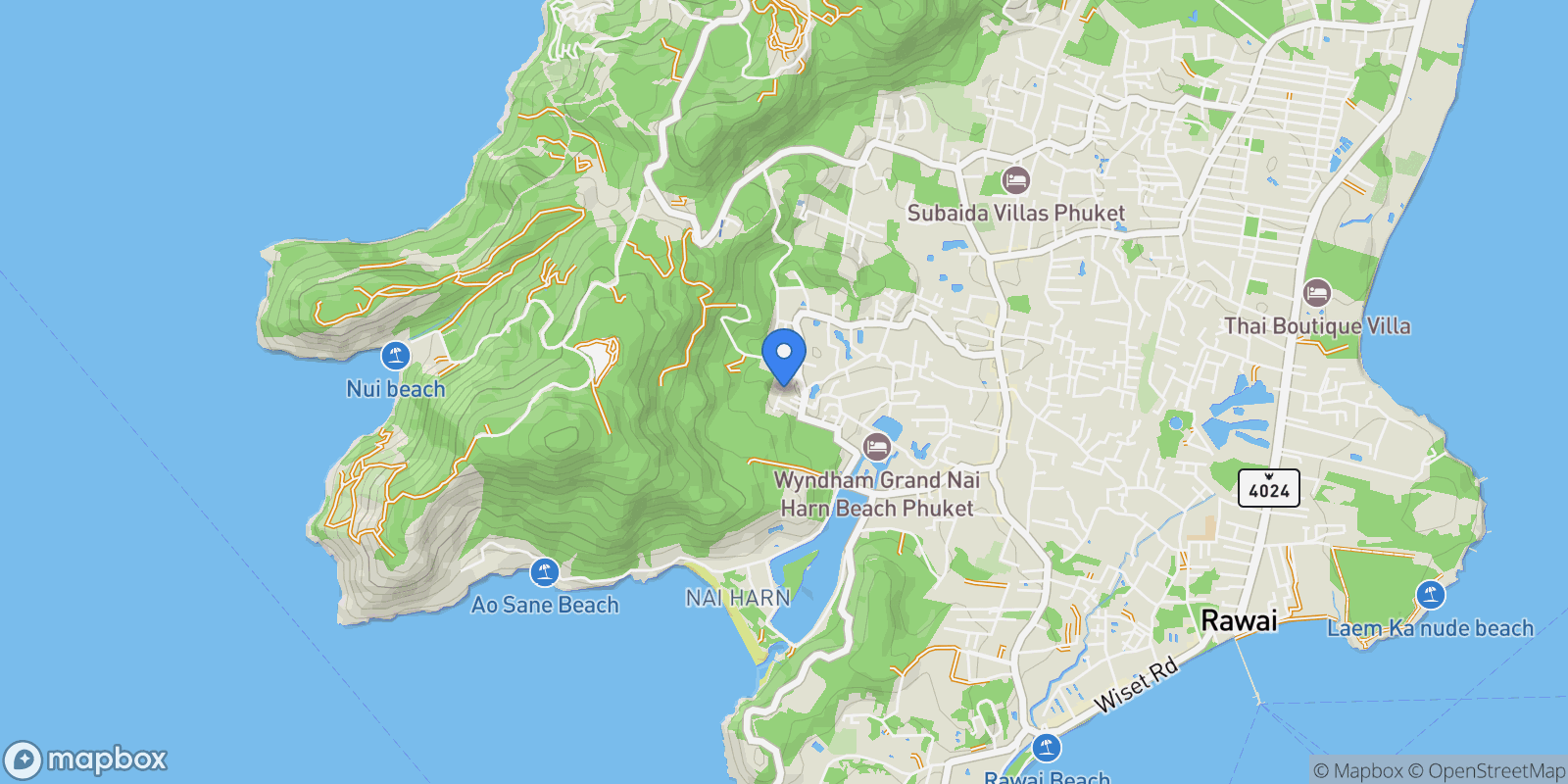 Map showing Phuket,, Rawai, Phuket, Thailand.