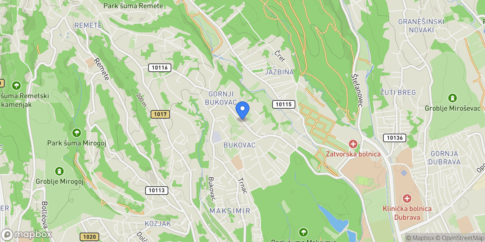 Map showing Mjesni odbor Bukovac, Zagreb, City of Zagreb.