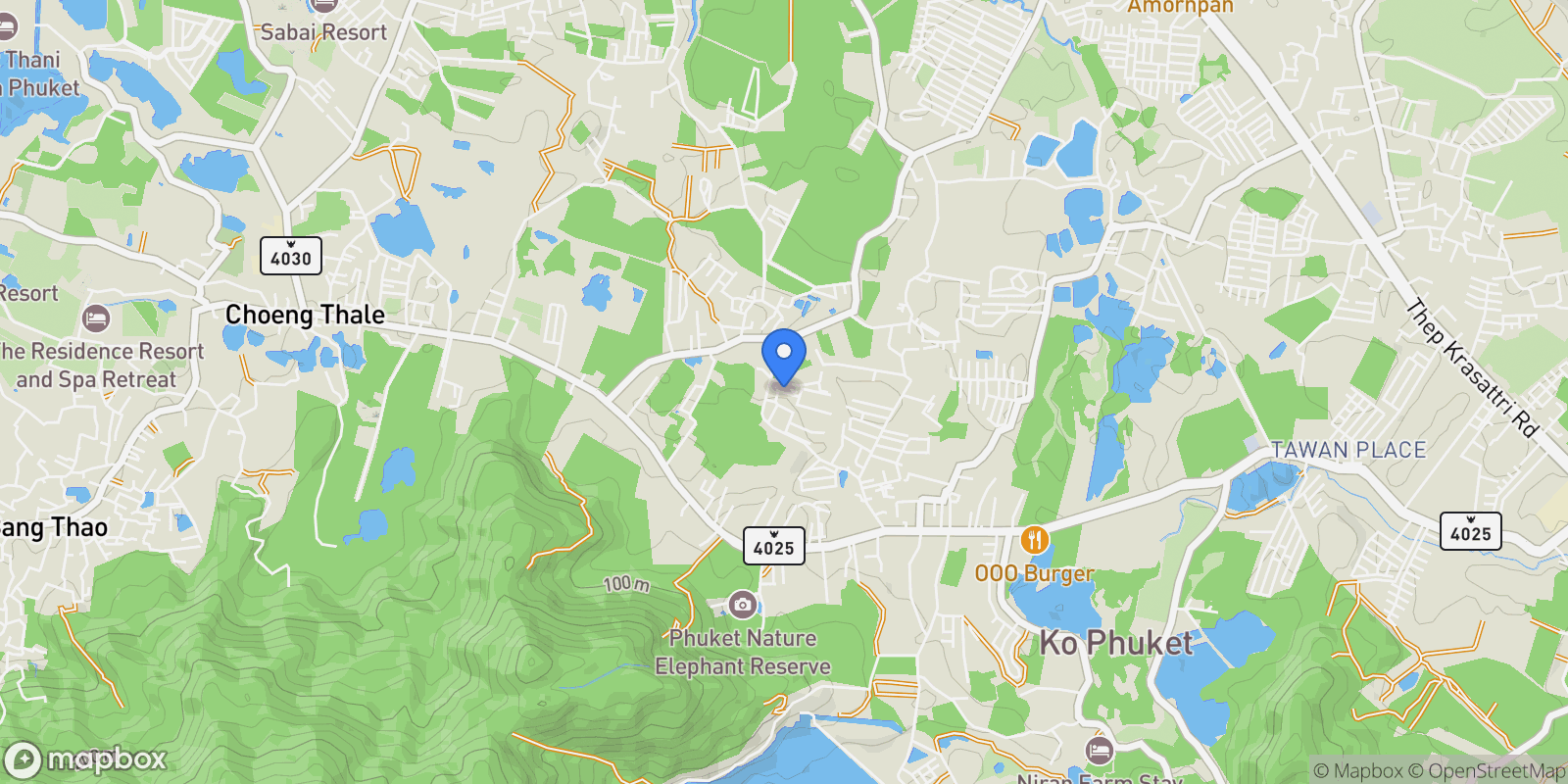 Map showing Phuket,, Si Sunthon, Phuket, Thailand.