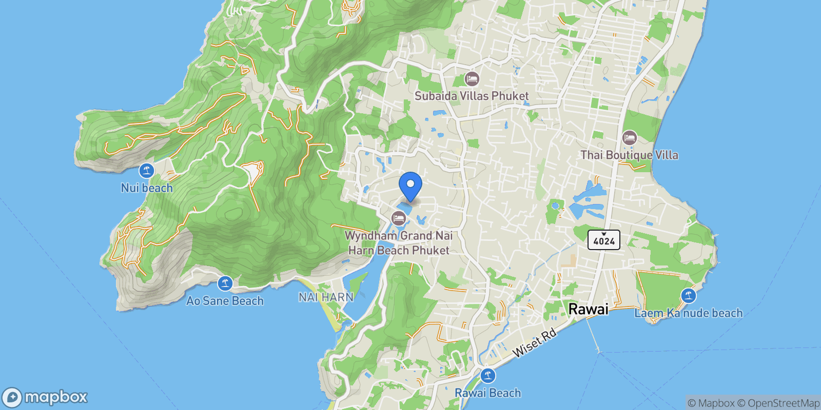 Map showing Phuket,, Rawai, Phuket, Thailand.