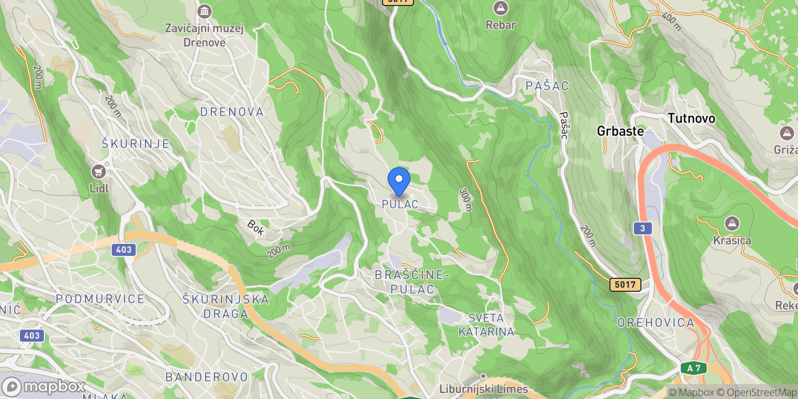 Map showing Mjesni odbor Brascine-Pulac, Grad Rijeka, Primorje-Gorski Kotar County.