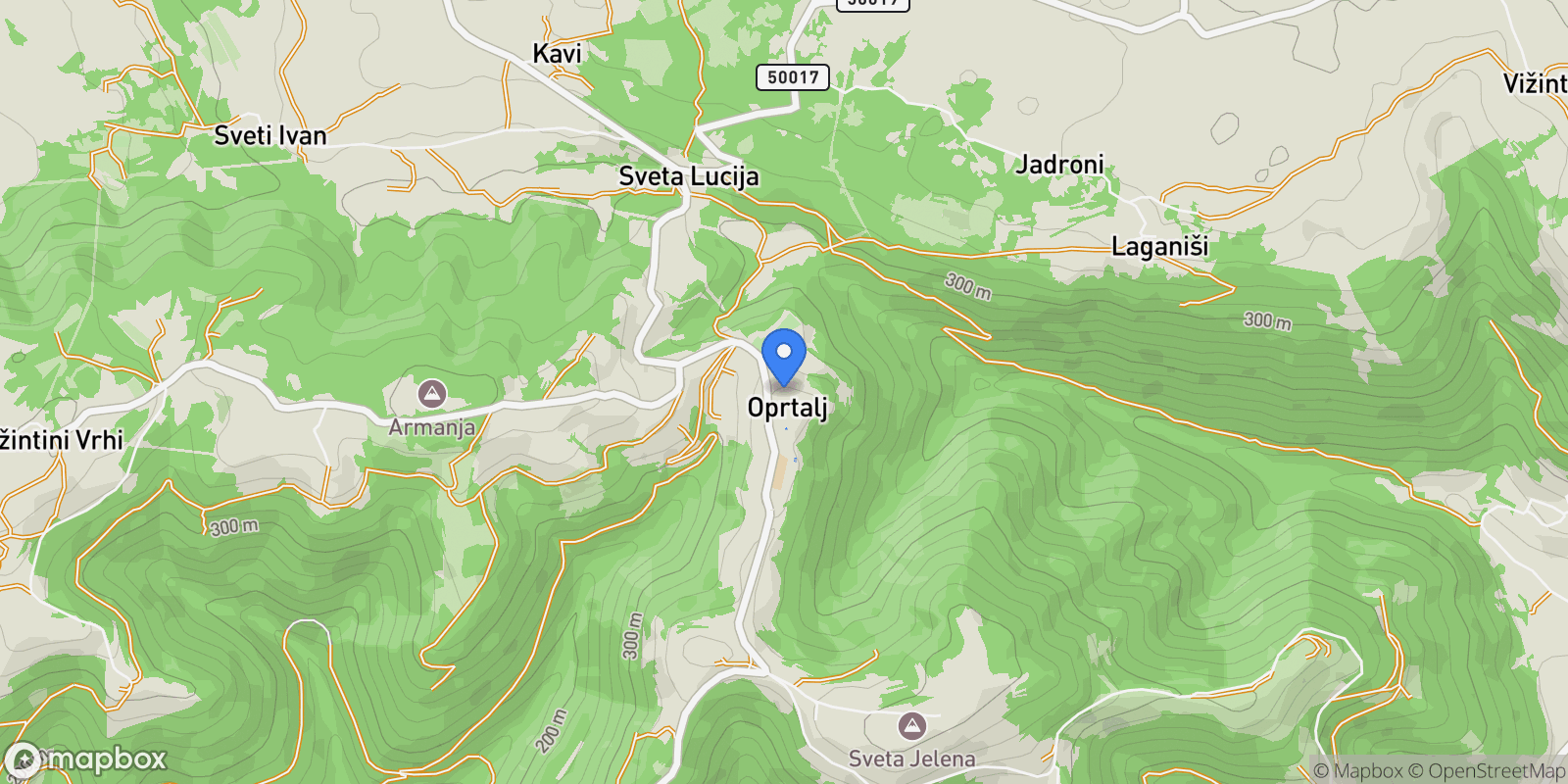 Map showing Oprtalj, Istria County, Croatia.
