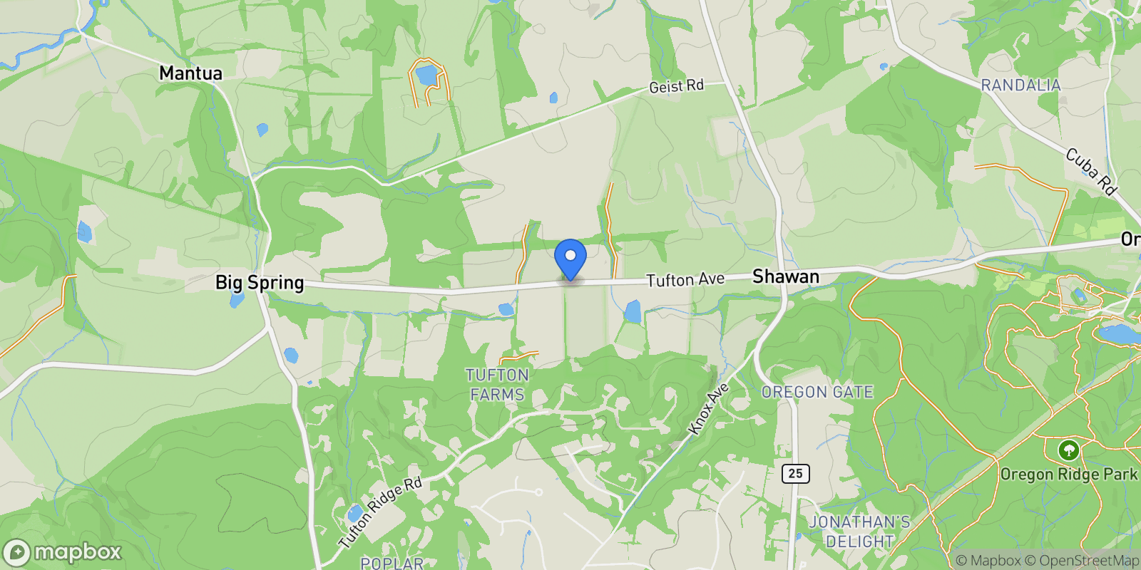 Map showing 2101 Tufton Ave, REISTERSTOWN, MD 21136, Reisterstown, Maryland, United States.