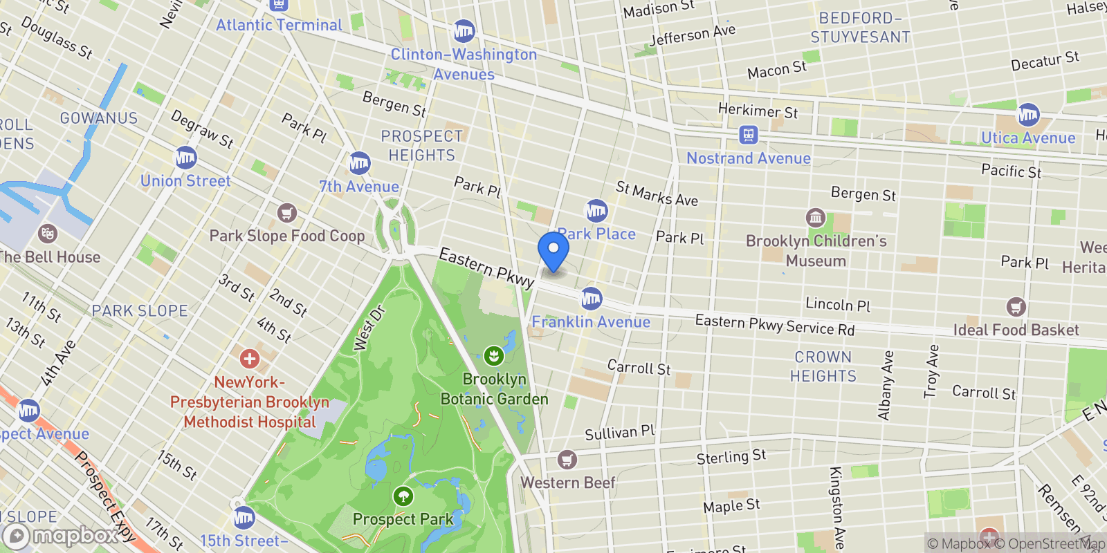 Map showing 255 Eastern Parkway C9 , Brooklyn, NY 11238, New York, New York, United States.