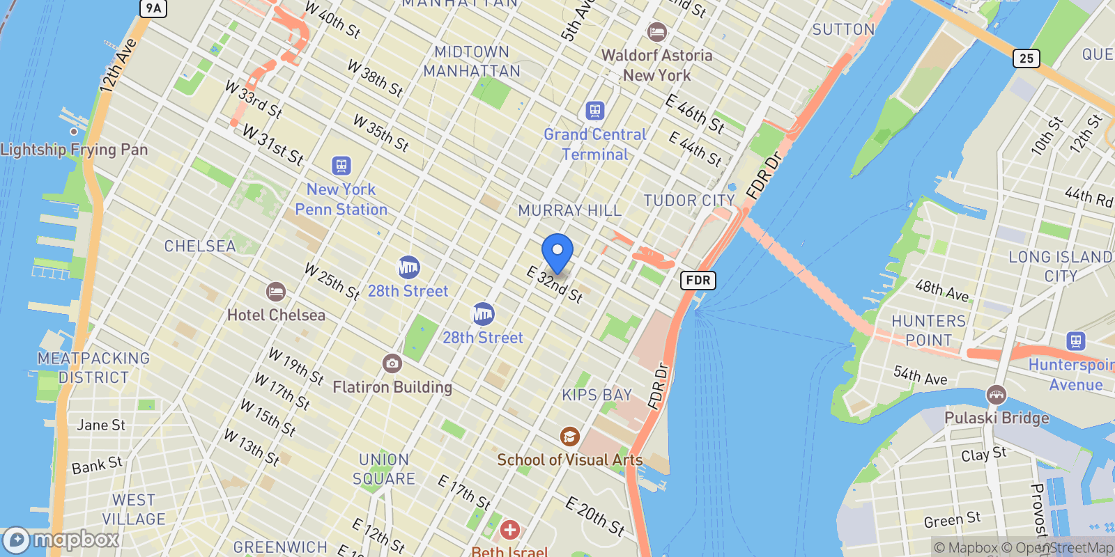 Map showing 157 East 32nd St. 3a , New York, NY 10016, New York, New York, United States.