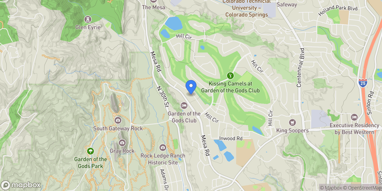 Map showing 3440 Hill Circle , Colorado Springs, CO 80904, Colorado Springs, Colorado, United States.