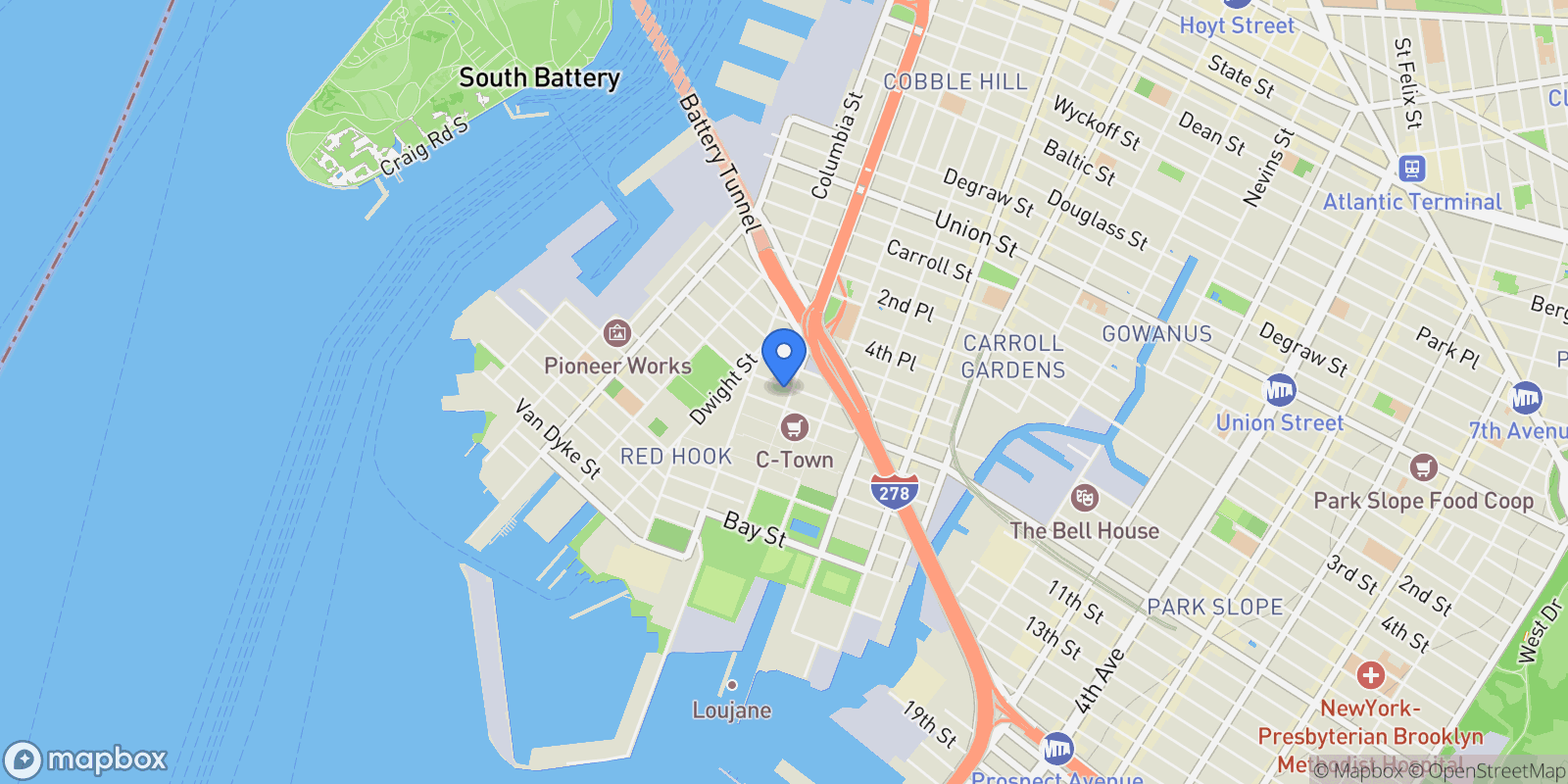 Map showing 40 Huntington St. 1e , Brooklyn, NY 11231, New York, New York, United States.