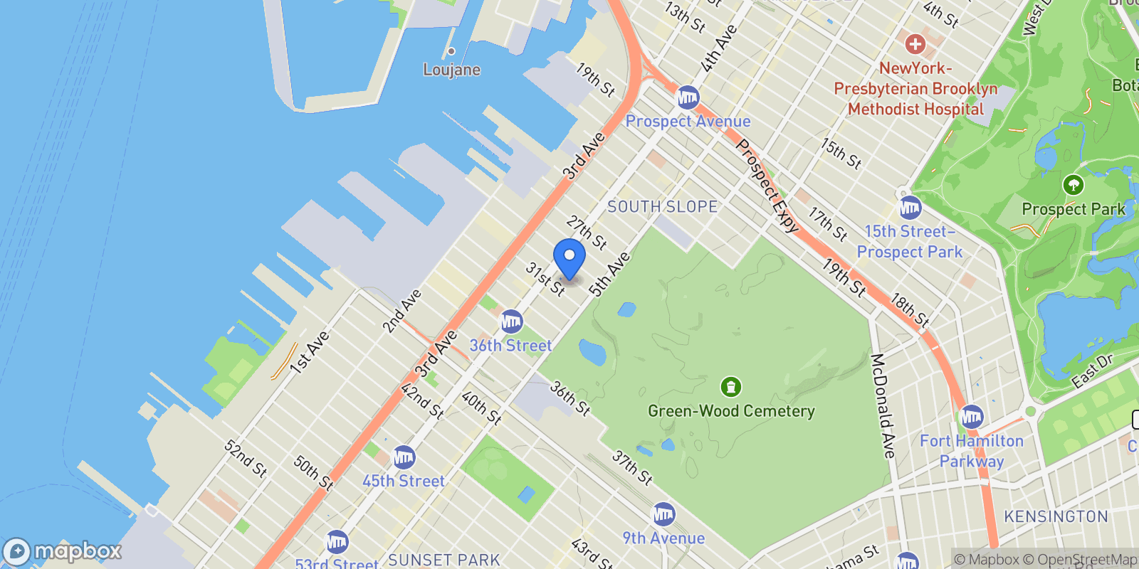 Map showing 194 30th St. 1a , Brooklyn, NY 11232, New York, New York, United States.