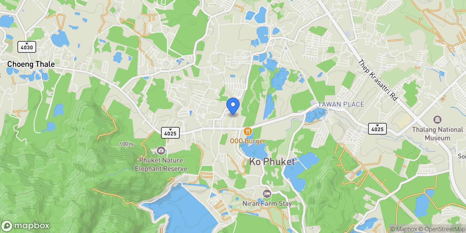 Map showing Phuket,, Si Sunthon, Phuket, Thailand.