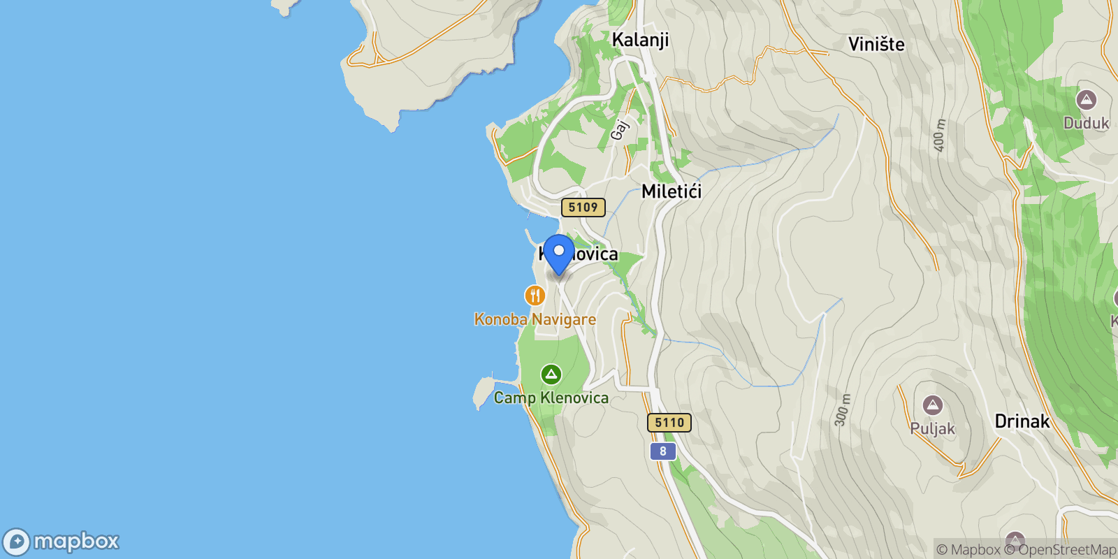 Map showing Grad Novi Vinodolski, Primorje-Gorski Kotar County, Croatia.