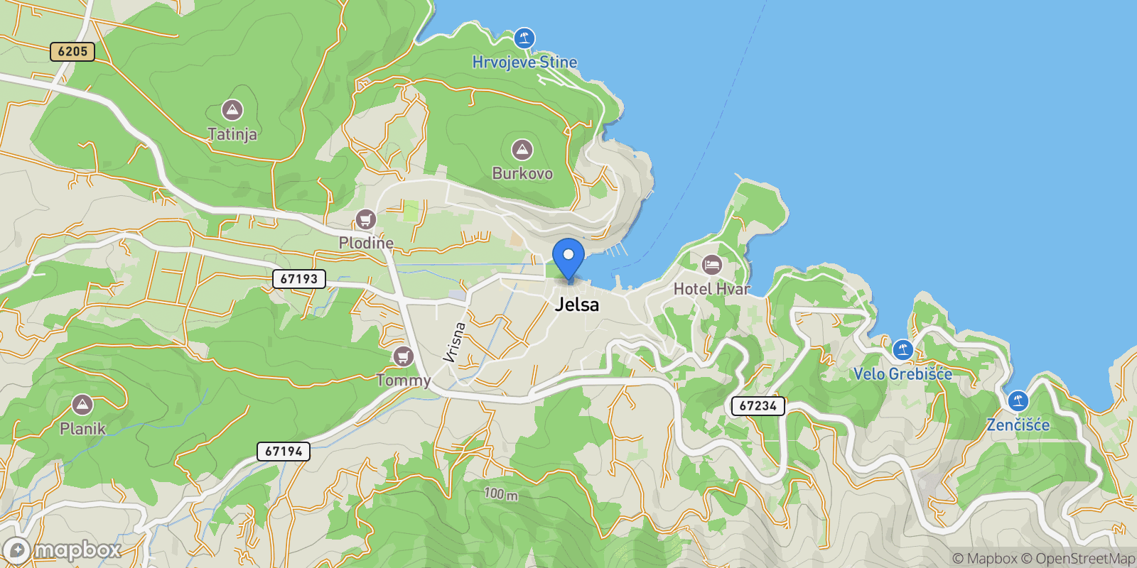 Map showing Split-Dalmatia County, Croatia.