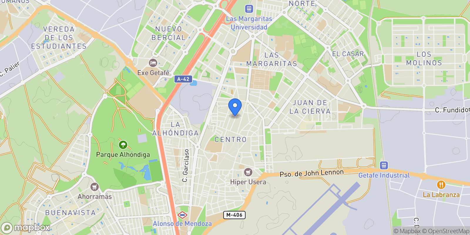 Map showing CL ALVARO DE BAZAN, 25, Centro, Getafe, Spain.