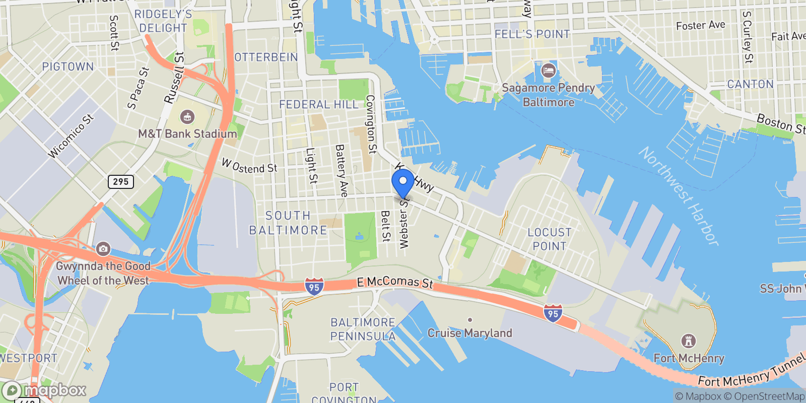 Map showing 635 E Fort Ave, Baltimore, MD 21230, Baltimore, Maryland, United States.