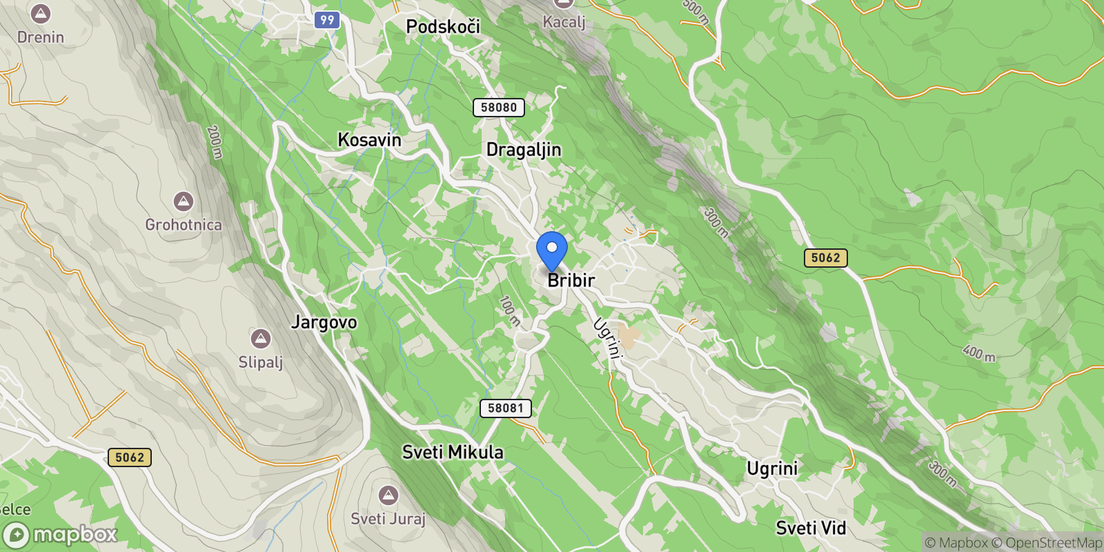 Map showing Vinodolska opcina, Primorje-Gorski Kotar County, Croatia.