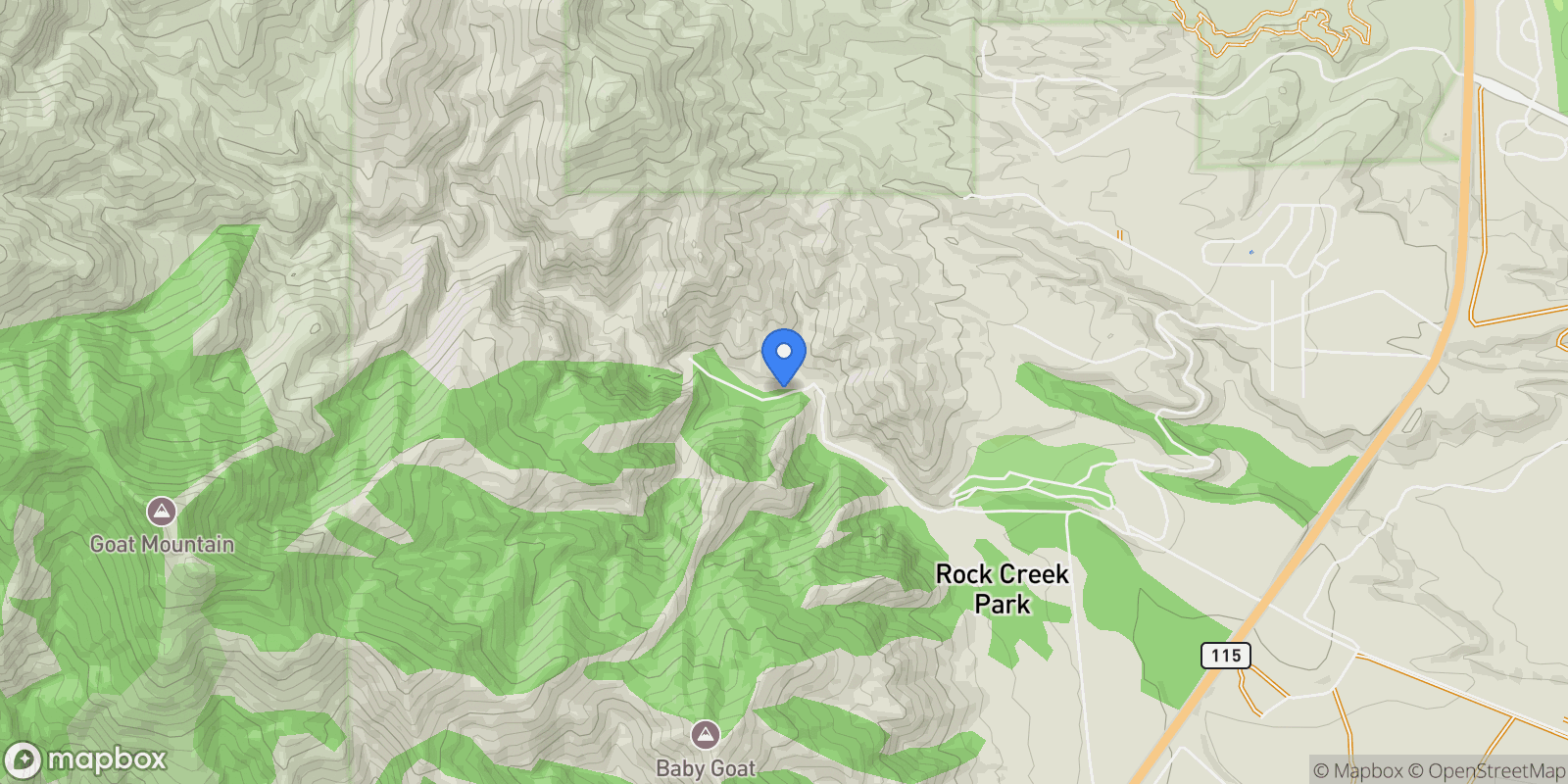 Map showing 1144 Rock Creek Canyon Road Unit# A, Colorado Springs, CO 80926, Colorado Springs, Colorado, United States.