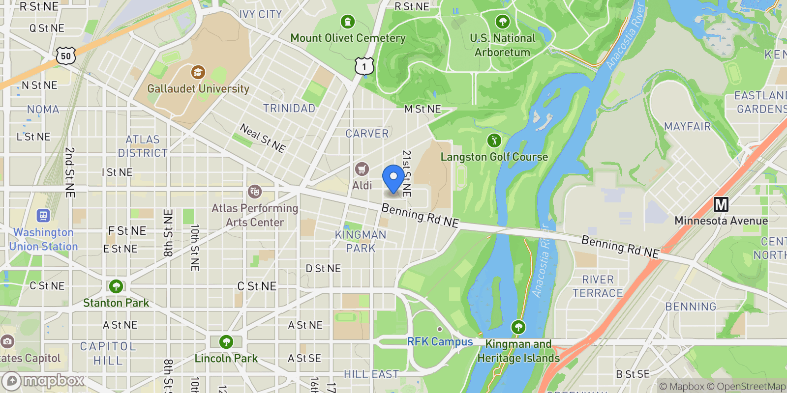 Map showing 1926 Bennett Place NE, Washington, DC 20002, Washington, District of Columbia, United States.