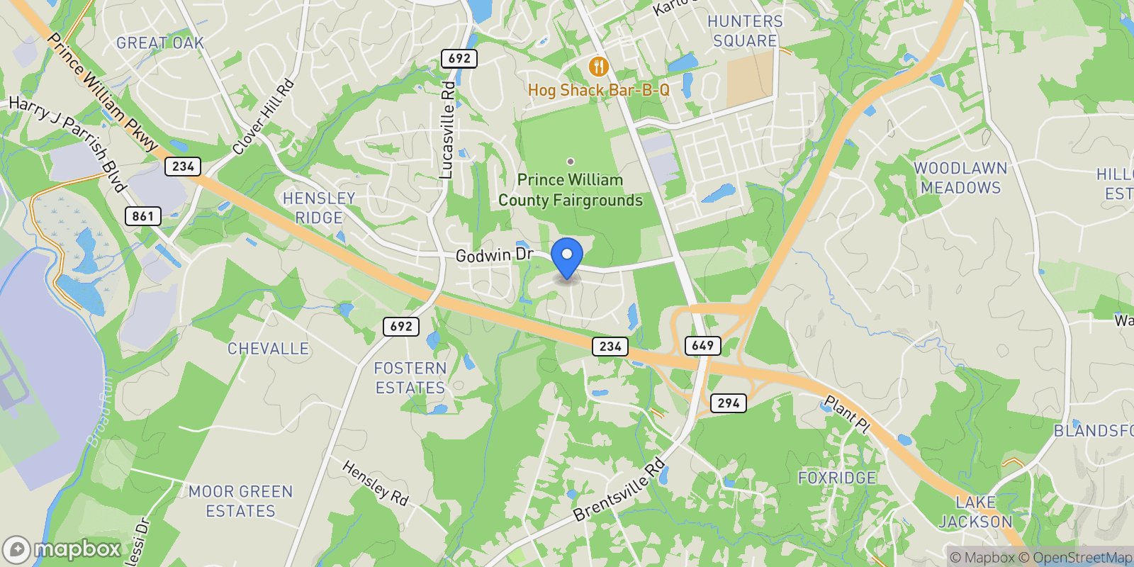 Map showing 9149 Laurel Highlands Place, Manassas, VA 20112, Manassas, Virginia, United States.