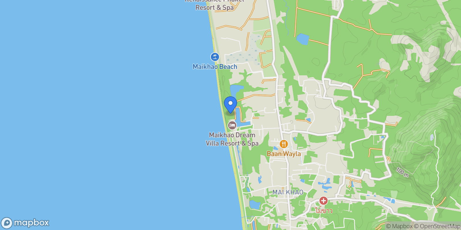 Map showing Phuket,, Mai Khao, Phuket, Thailand.