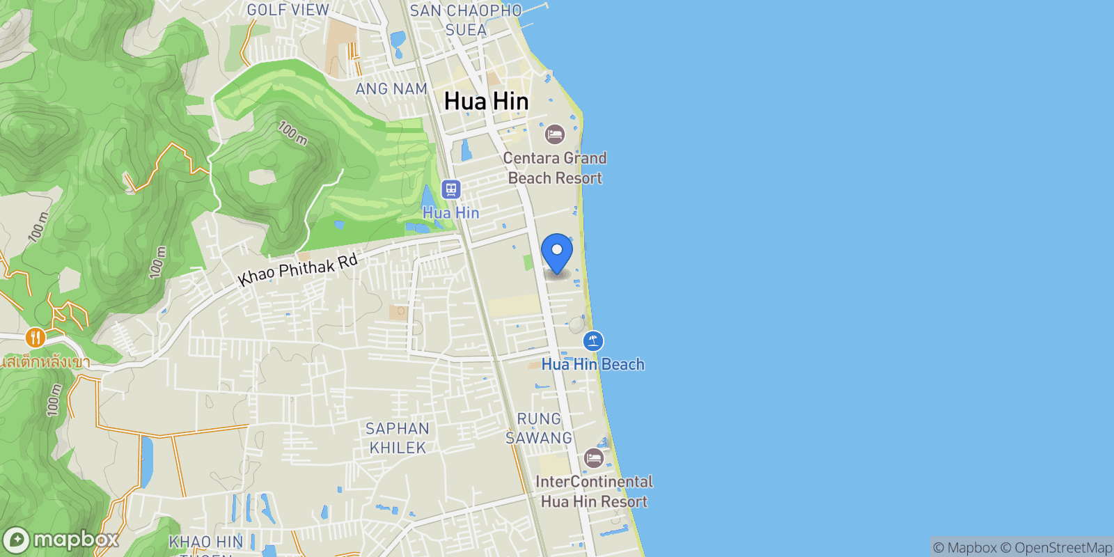 Map showing Prachuap Khiri Khan,, Hua Hin, Prachuap Khiri Khan, Thailand.