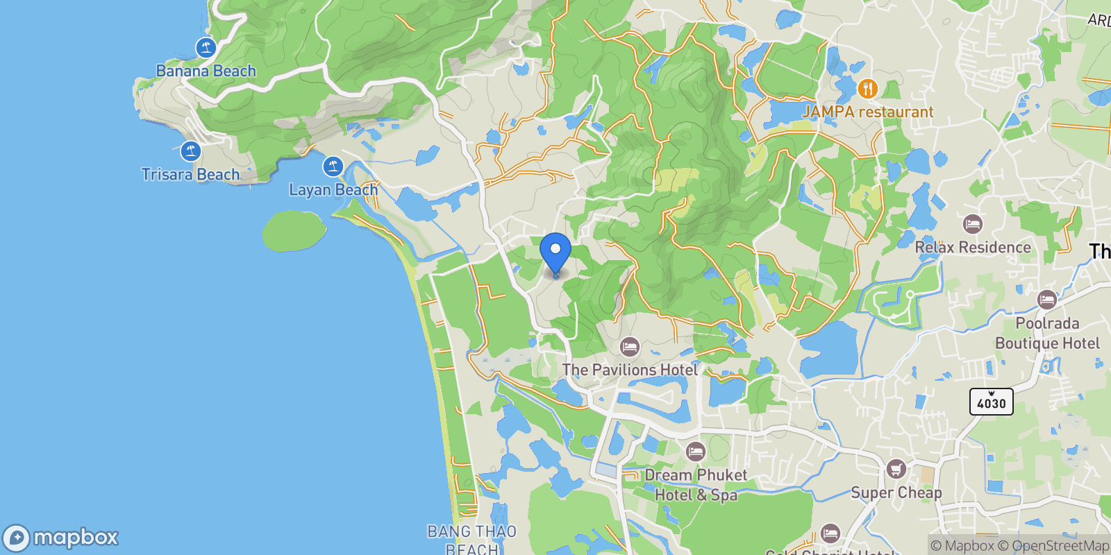 Map showing Phuket,, Choeng Thale, Phuket, Thailand.