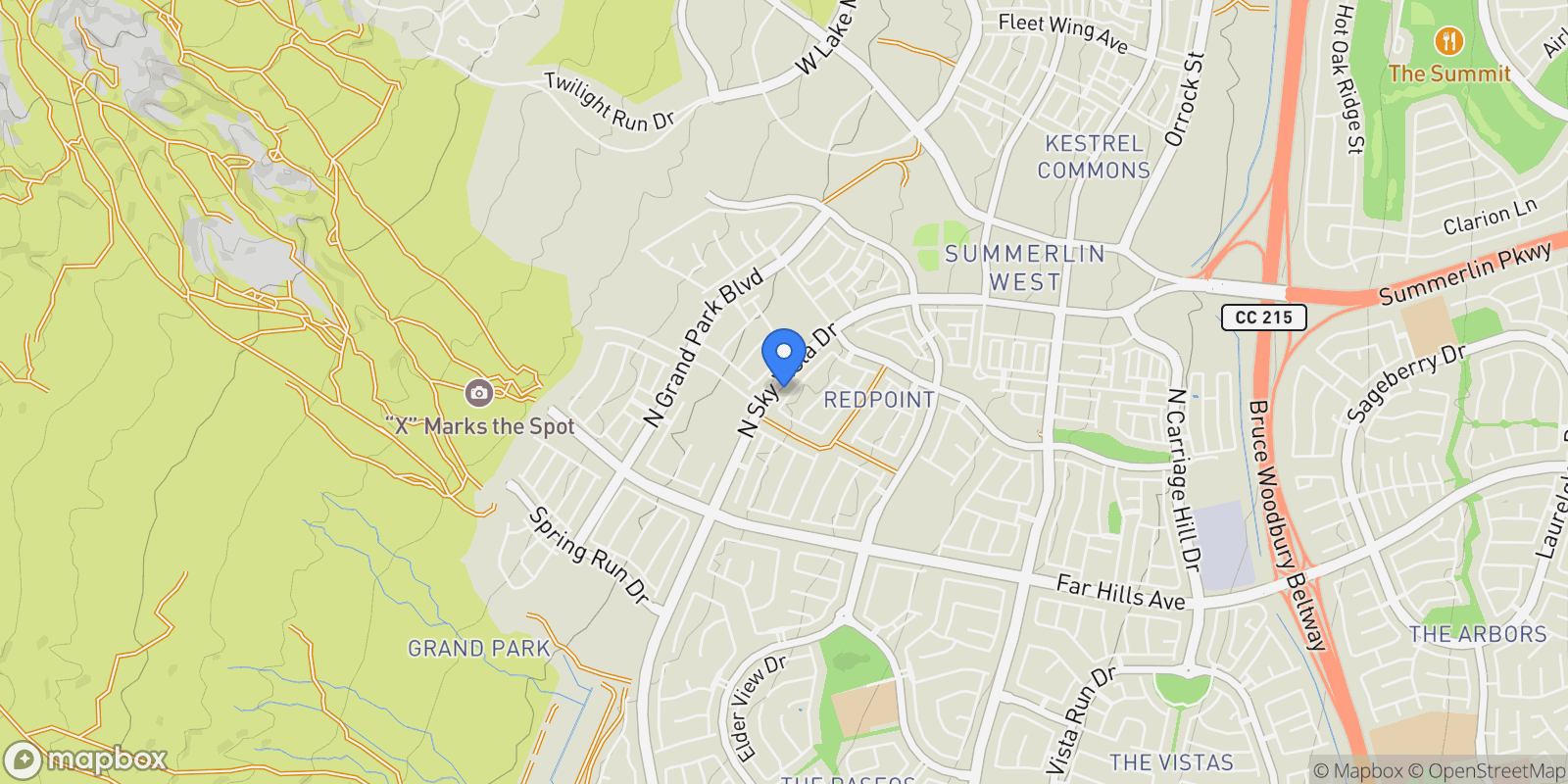 Map showing 397 Highview Ridge Avenue, Las Vegas, Nevada, United States.