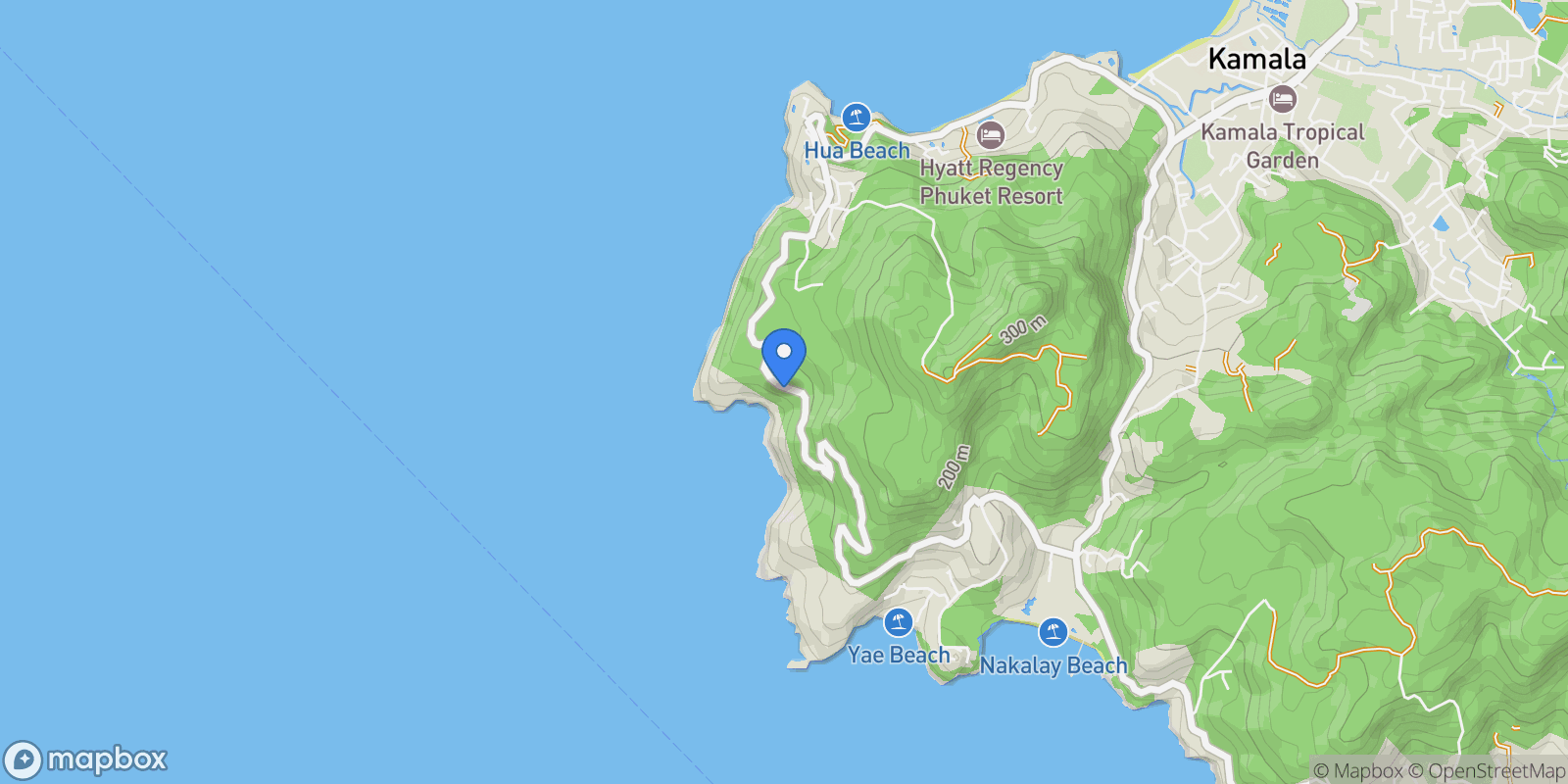 Map showing Phuket,, Kamala, Phuket, Thailand.