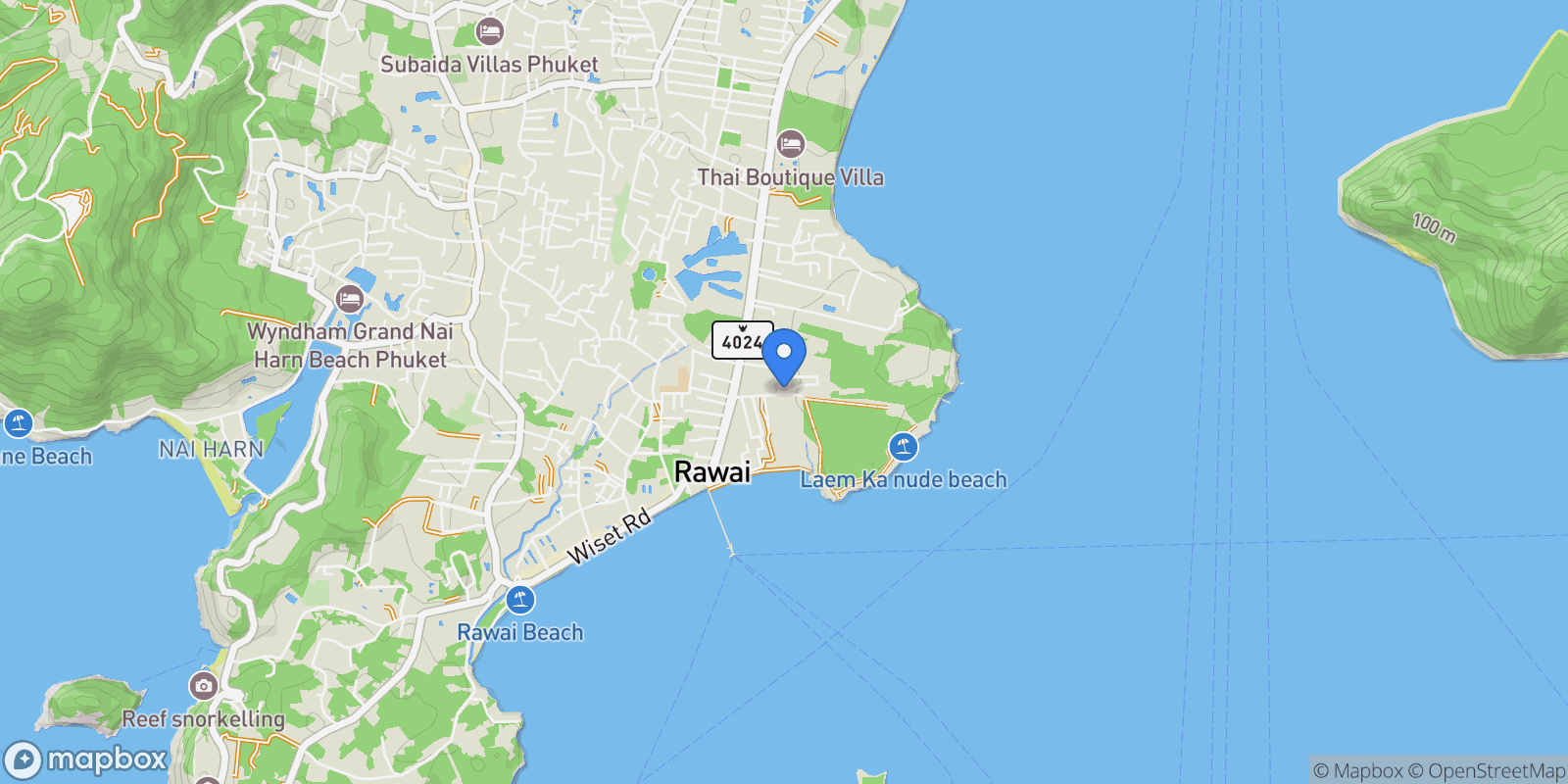 Map showing Phuket,, Rawai, Phuket, Thailand.