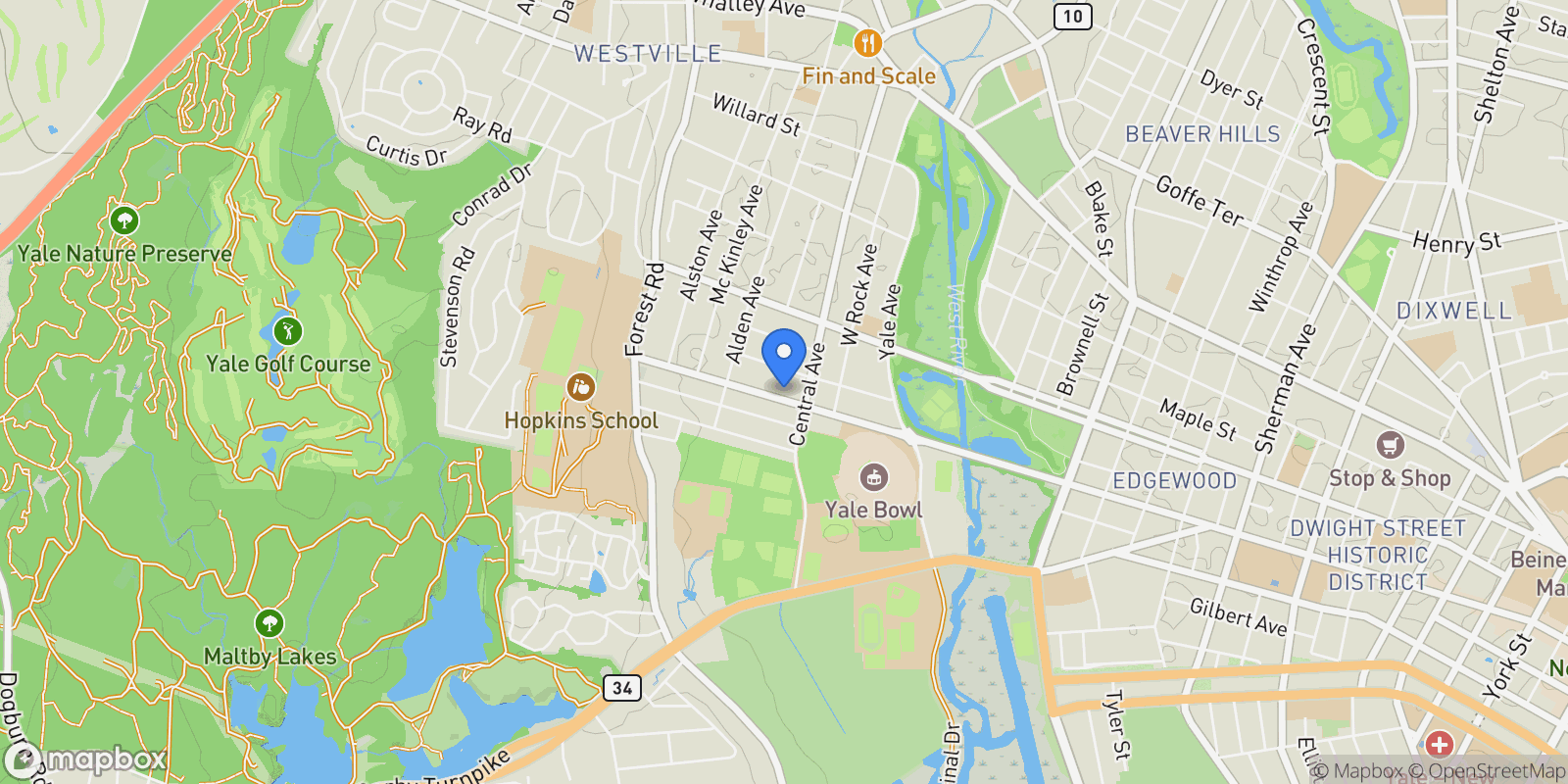 Map showing 1975 Chapel Street, New Haven, CT 06515, New Haven, Connecticut, United States.