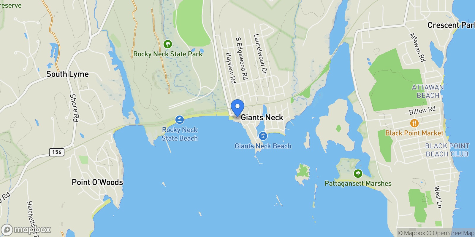 Map showing 223 Giants Neck Road, East Lyme, CT 06357, East Lyme, Connecticut, United States.