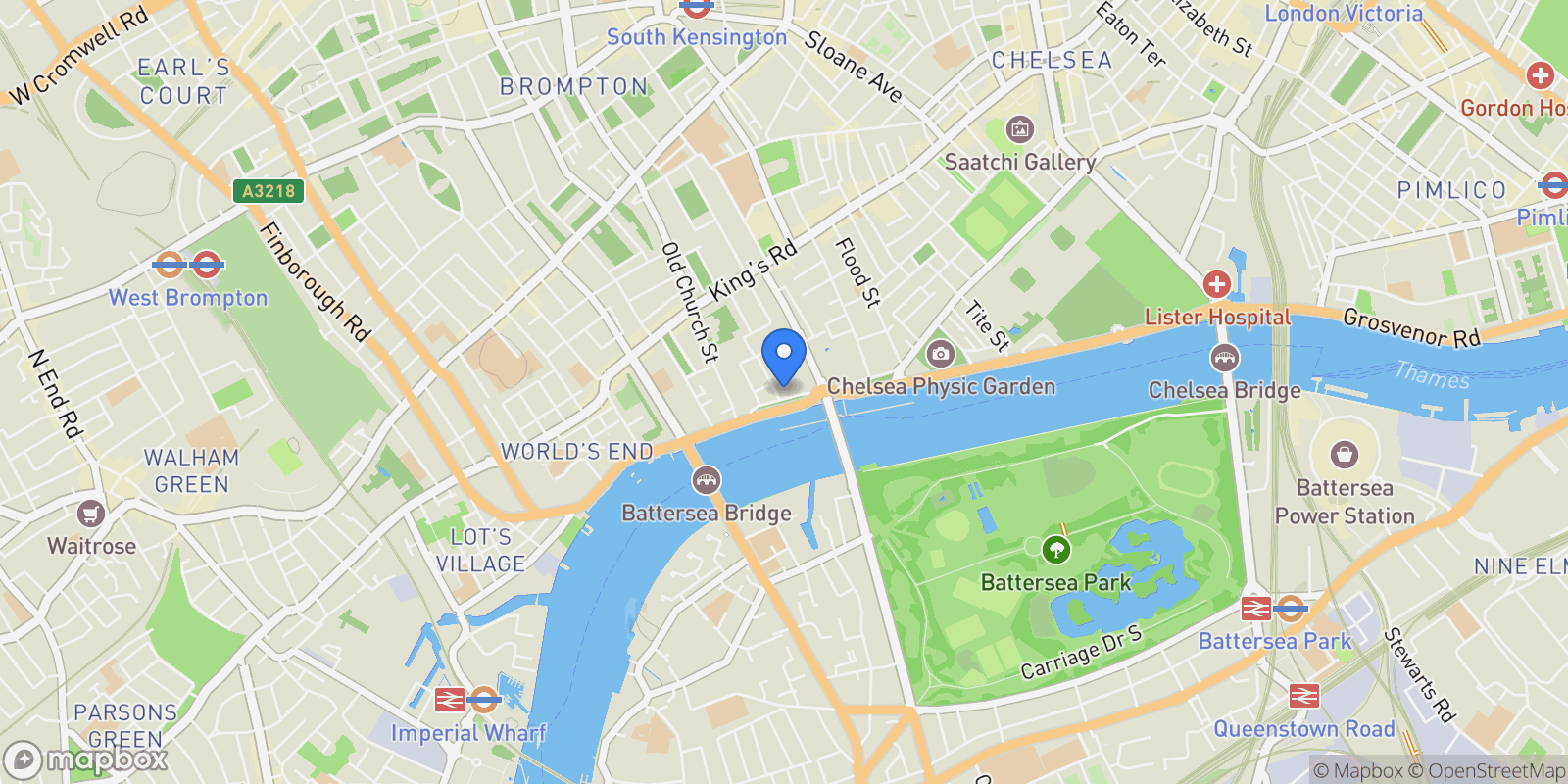 Map showing Cheyne Walk, London, London, England, United Kingdom.