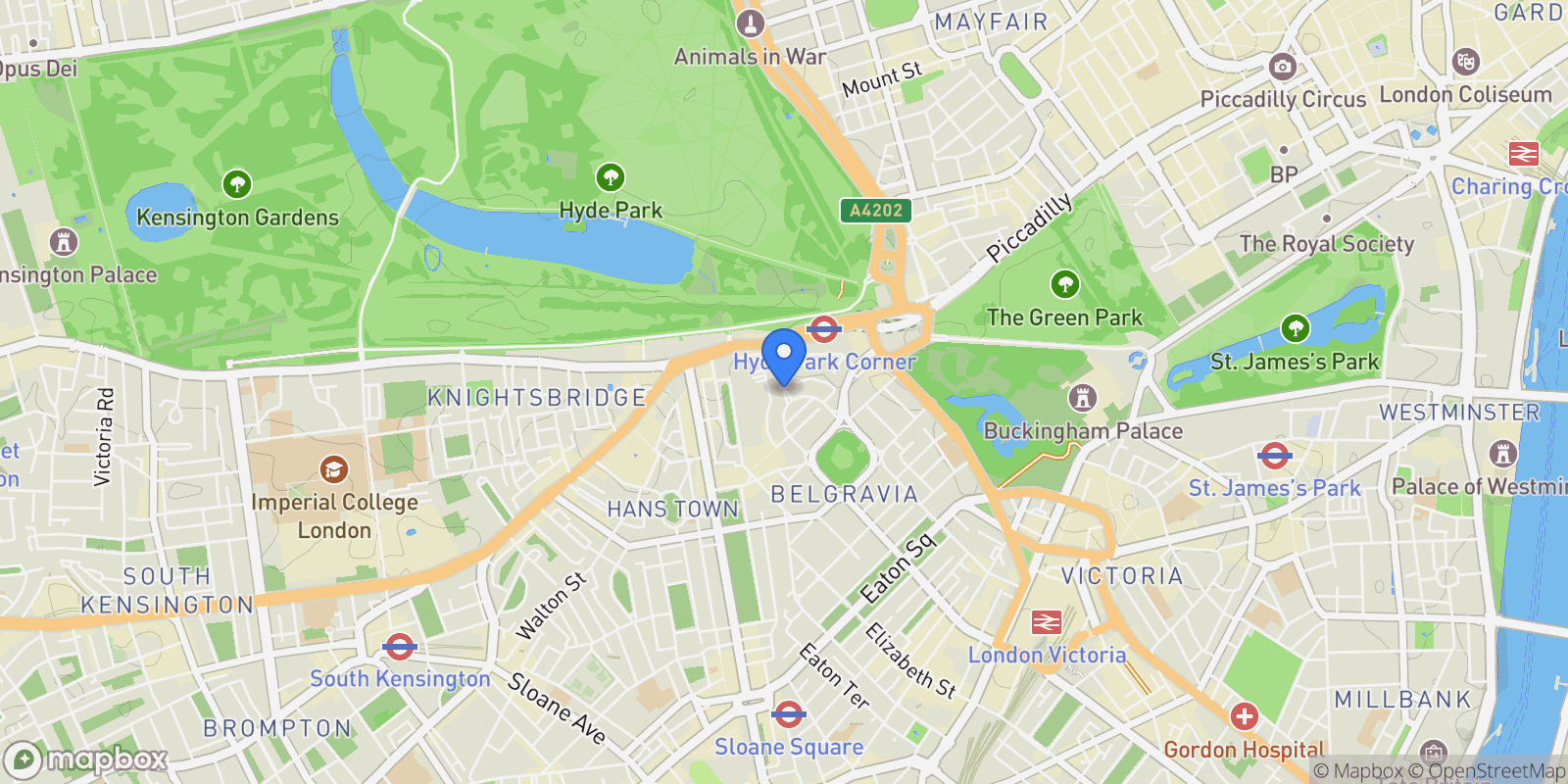 Map showing Wilton Place, London, London, England, United Kingdom.