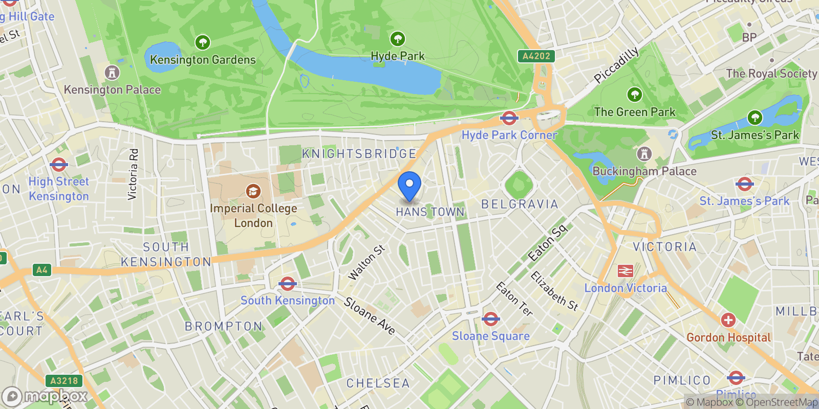 Map showing Walton Place, London, London, England, United Kingdom.