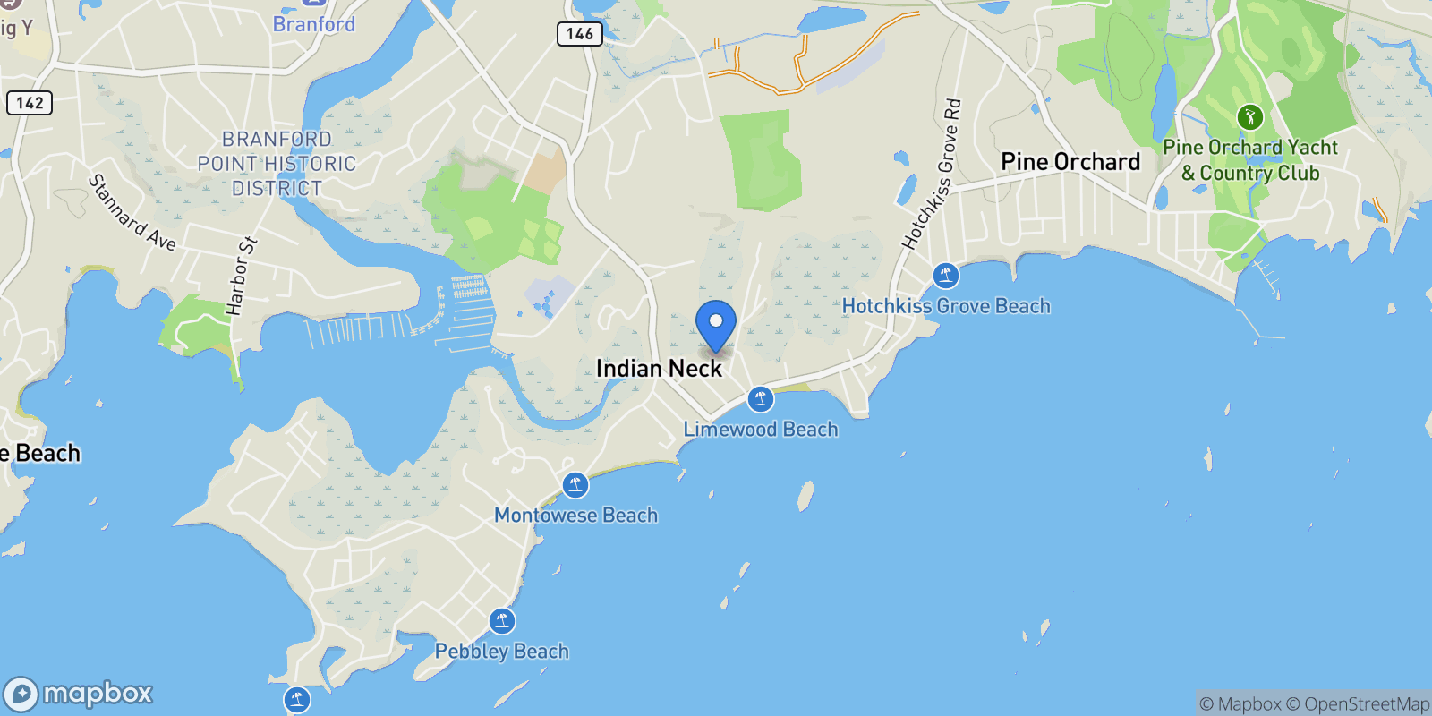 Map showing 42 Waverly Road, Branford, CT 06405, Branford, Connecticut, United States.