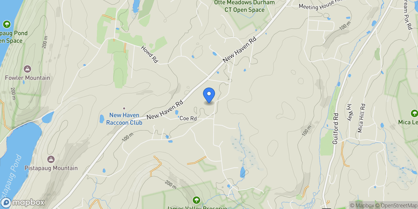 Map showing 121R Stage coach Road, Durham, CT 06422, Durham, Connecticut, United States.