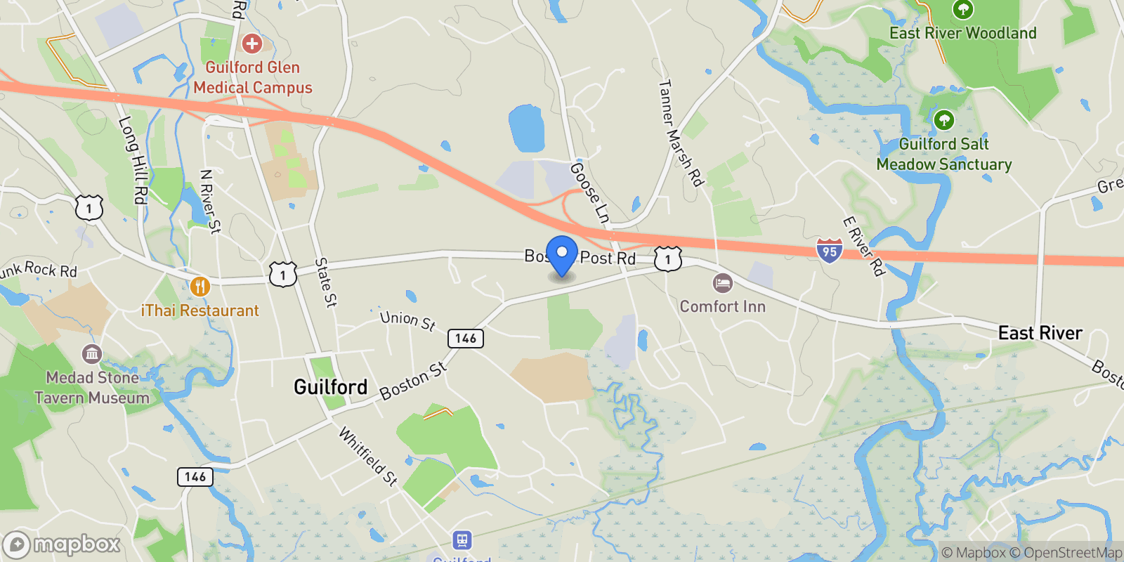 Map showing 368 Boston Street, Guilford, CT 06437, Guilford, Connecticut, United States.