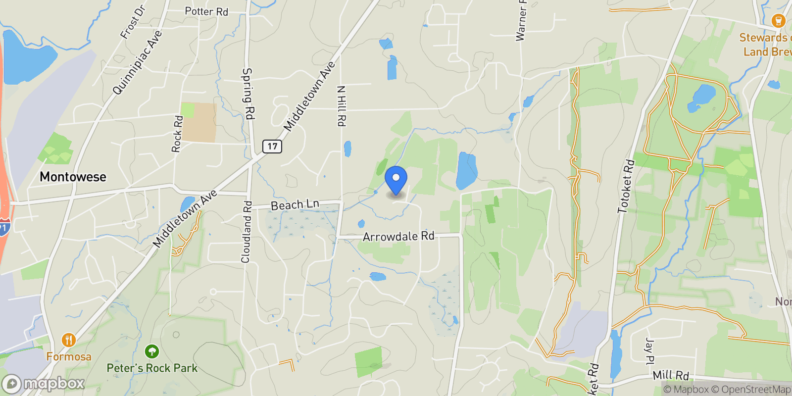 Map showing 32 Justine Drive, North Haven, CT 06473, North Haven, Connecticut, United States.