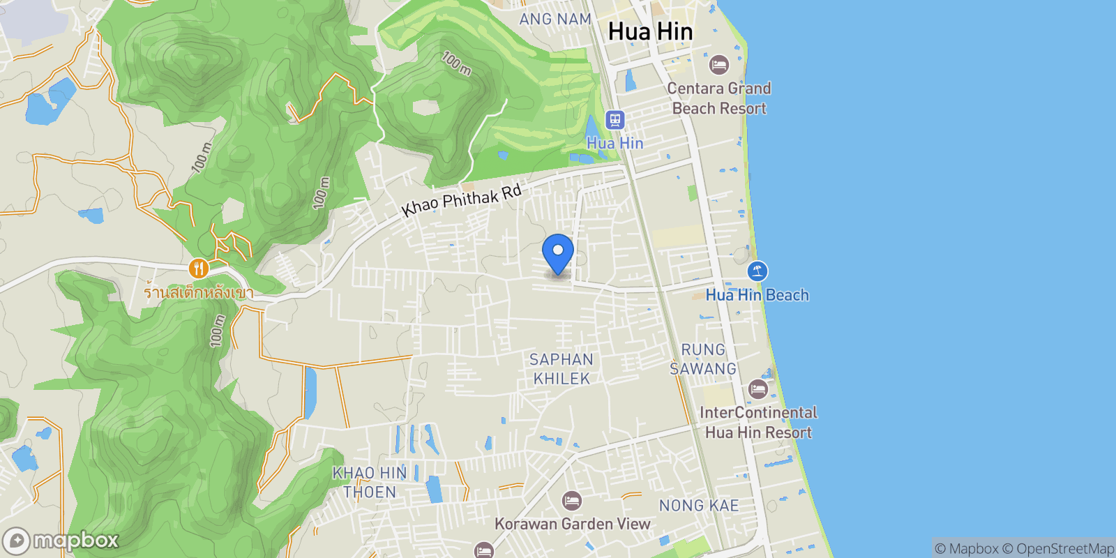 Map showing Prachuap Khiri Khan,, Hua Hin, Prachuap Khiri Khan, Thailand.