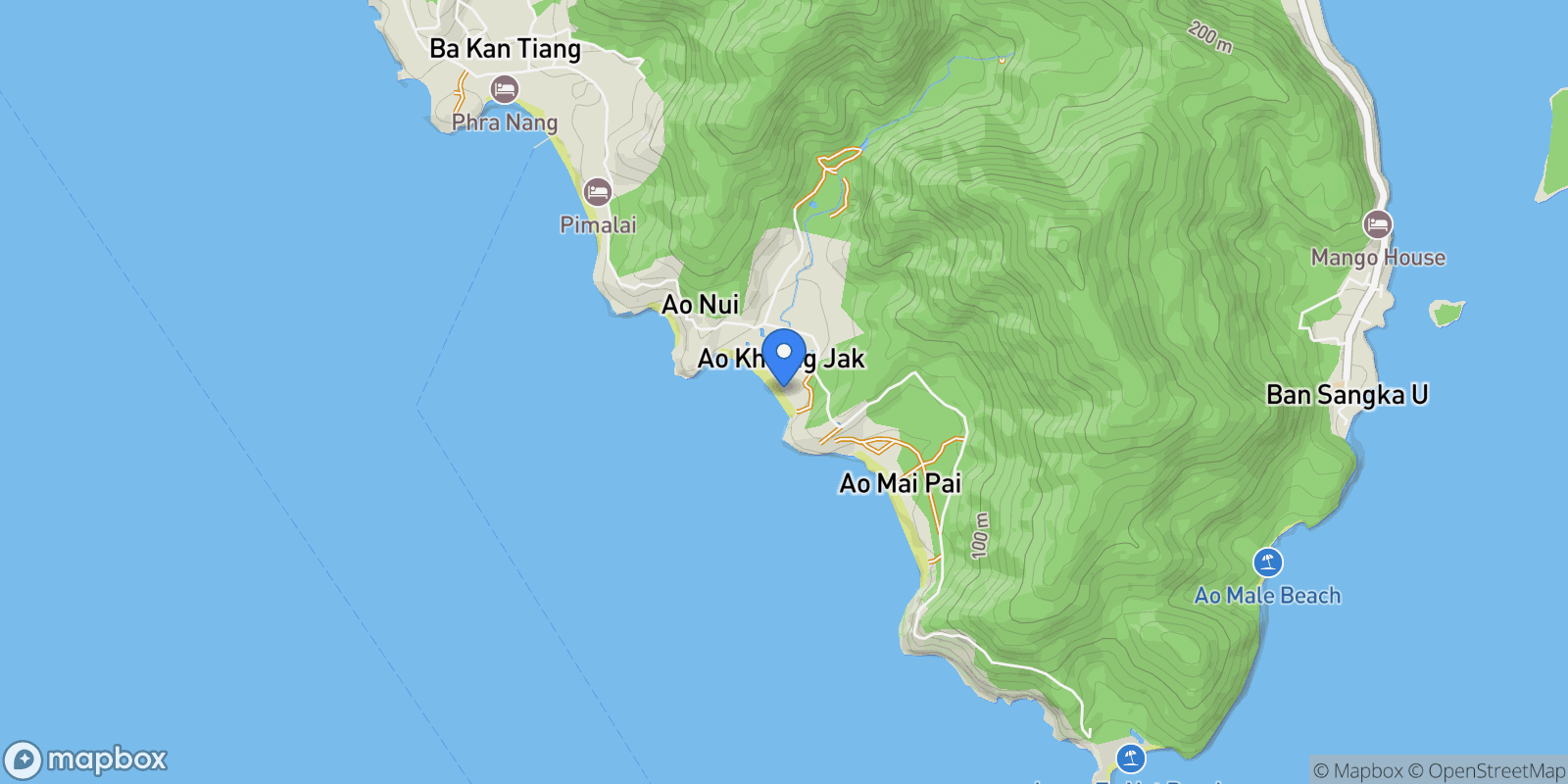 Map showing Koh Lanta,, Ko Lanta Yai, Krabi, Thailand.
