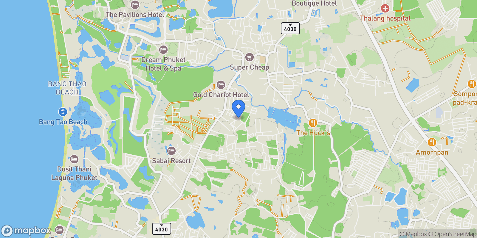 Map showing Phuket,, Choeng Thale, Phuket, Thailand.