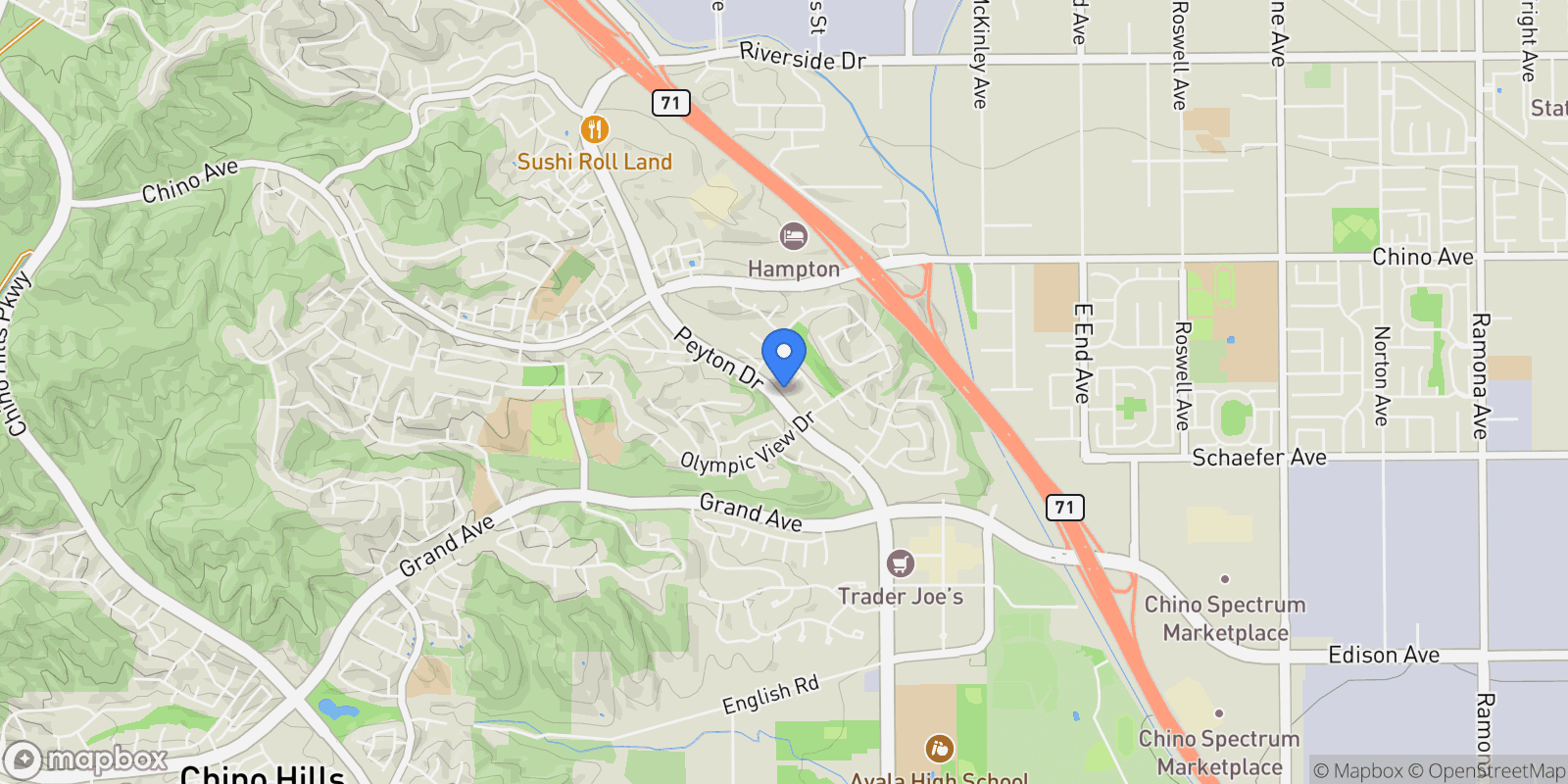 Map showing 3107 Greenacre Road, Chino Hills, CA 91709, Chino Hills, California, United States.