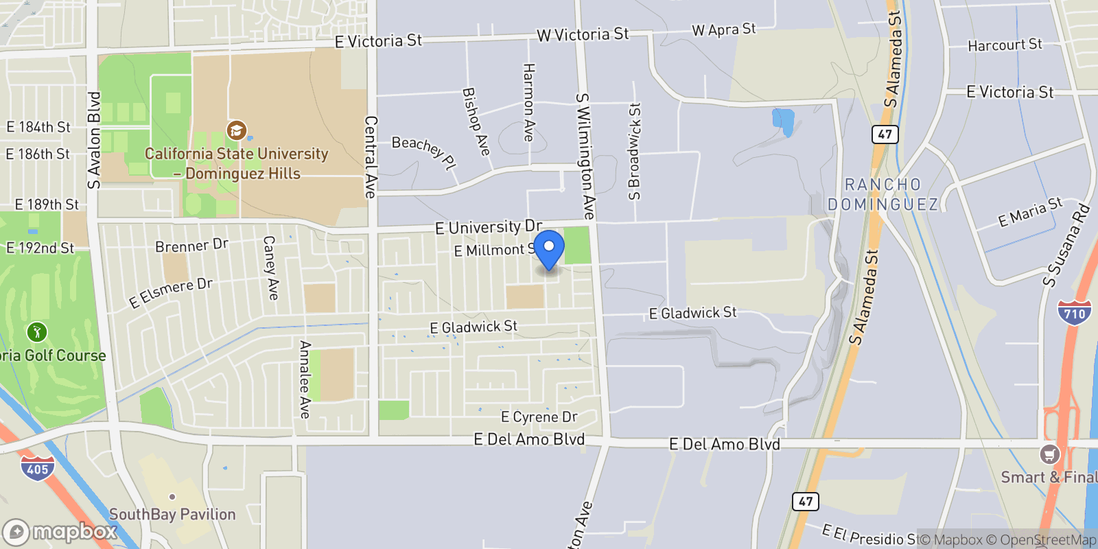 Map showing 19312 Gunlock, Carson, CA 90746, Carson, California, United States.