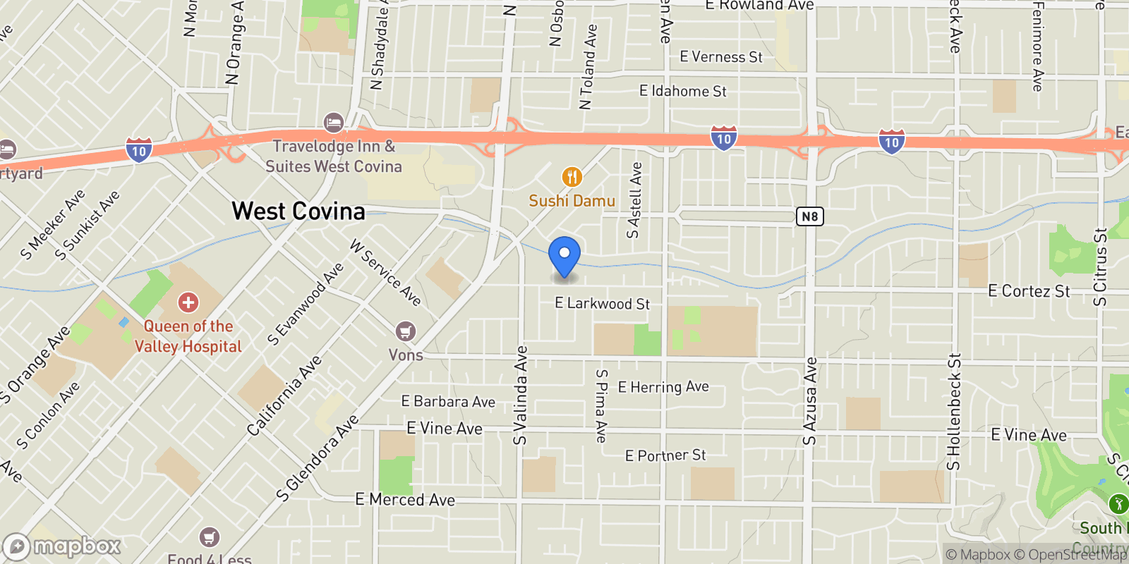 Map showing 525 S Gretta Ave, West Covina, CA 91790, West Covina, California, United States.