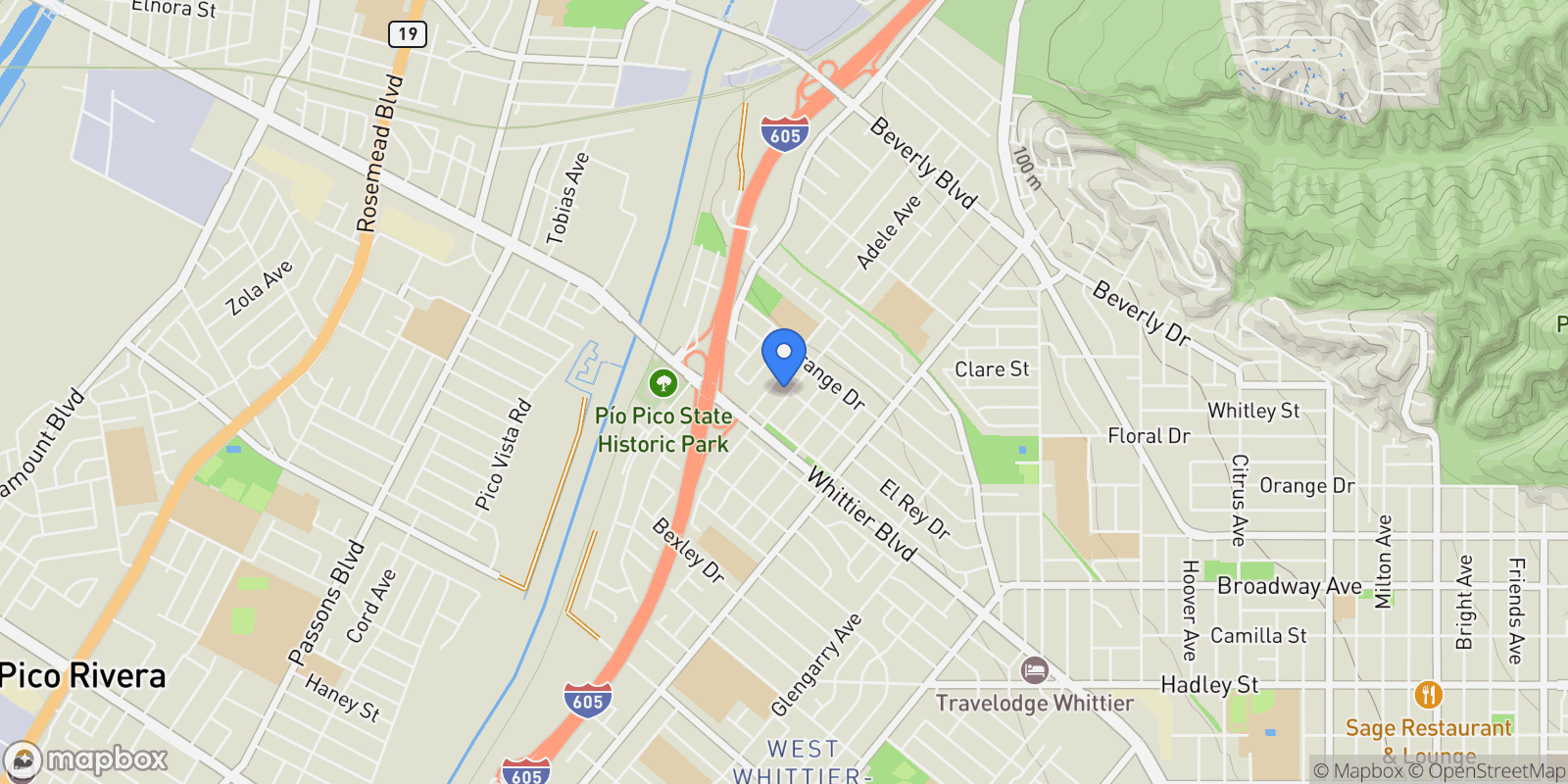 Map showing 5903 Redman Ave, Whittier, CA 90606, Whittier, California, United States.