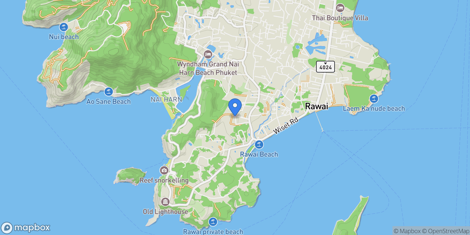 Map showing Phuket,, Rawai, Phuket, Thailand.