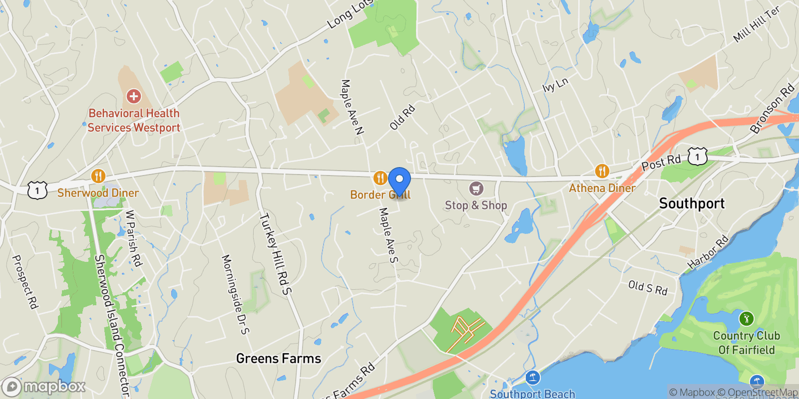 Map showing 7 High Gate Road, Westport, CT 06880, Westport, Connecticut, United States.