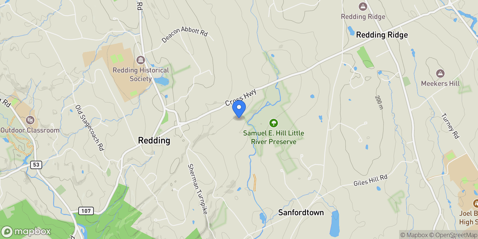 Map showing 56 Cross Highway, Redding, CT 06896, Redding, Connecticut, United States.
