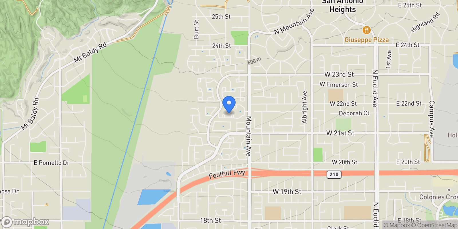 Map showing 2163 Malati, Upland, CA 91784, Upland, California, United States.