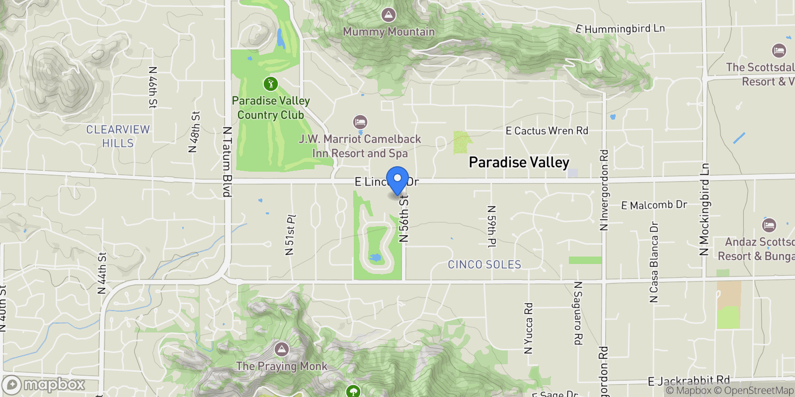 Map showing 5577 E Stella Lane, Paradise Valley, Arizona, United States.