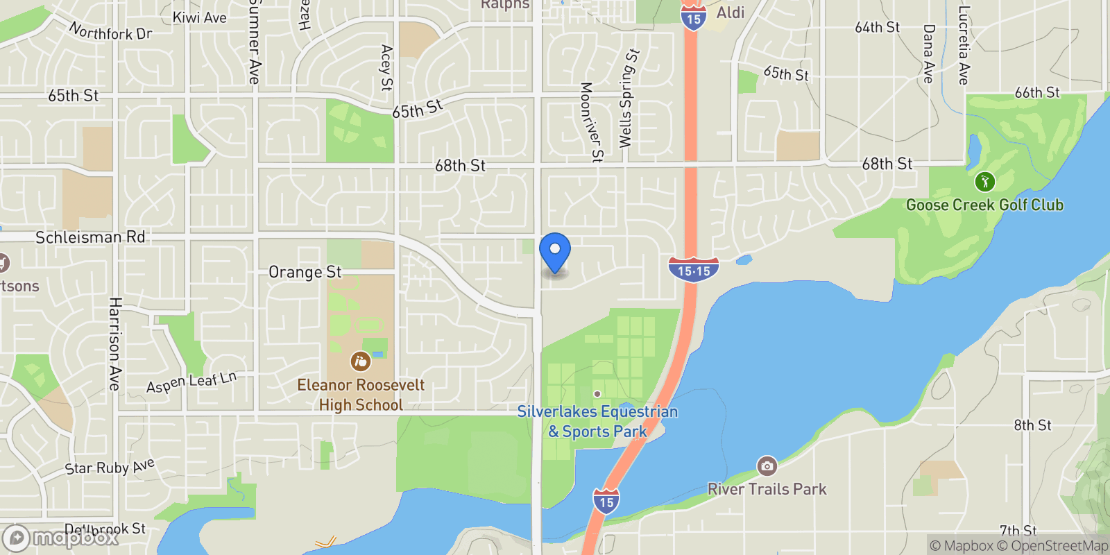 Map showing 7154 Ohio River Drive, Eastvale, CA 91752, Jurupa Valley, California, United States.